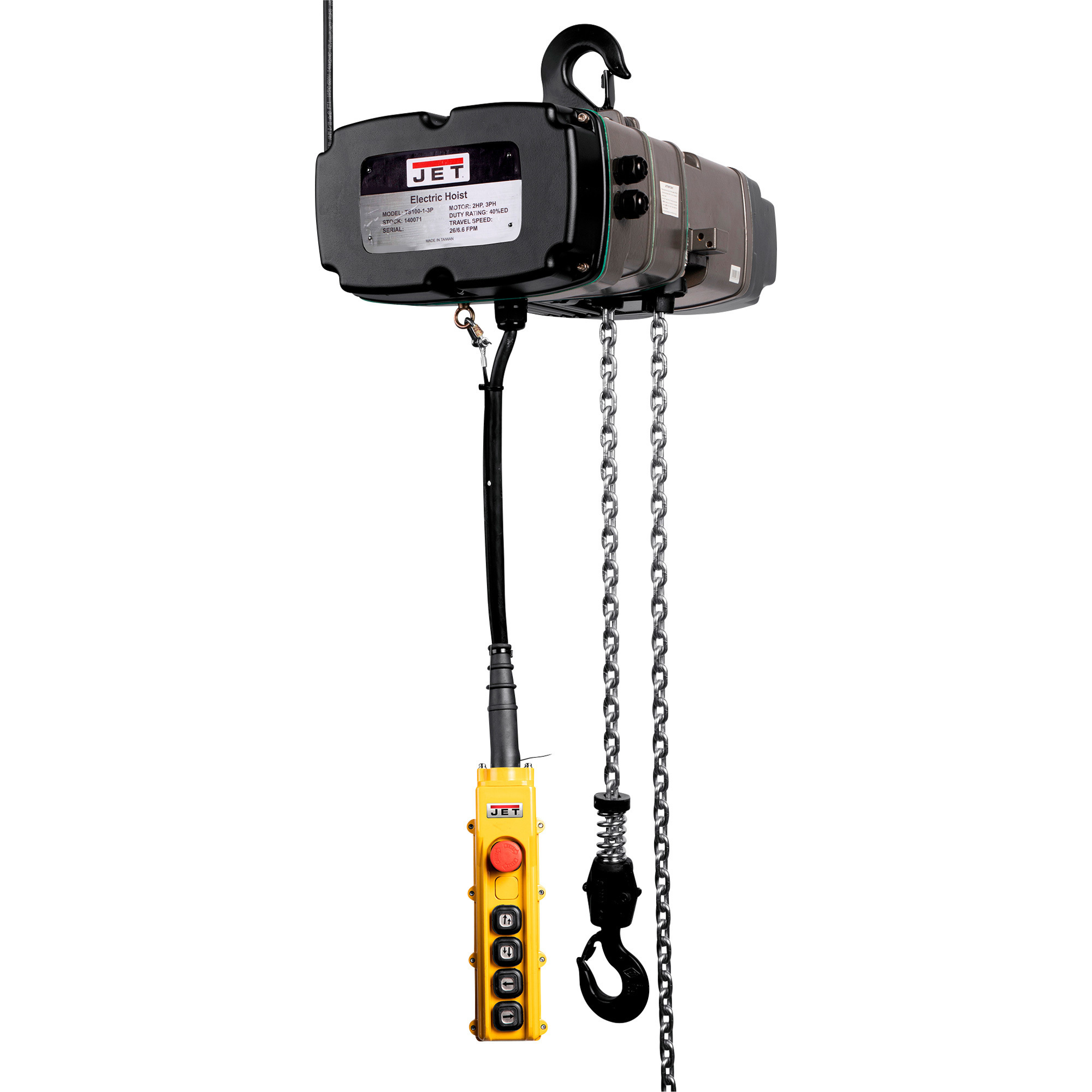 JET TS Series 2-Speed Electric Chain Hoist, 3-Ton Capacity, 15ft. Lift, 3-Phase, Model# TS300-2-3P460-015